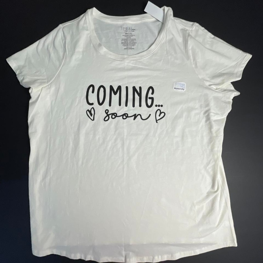 Maternity Cream and black "coming soon"  XXL baby tee NWT